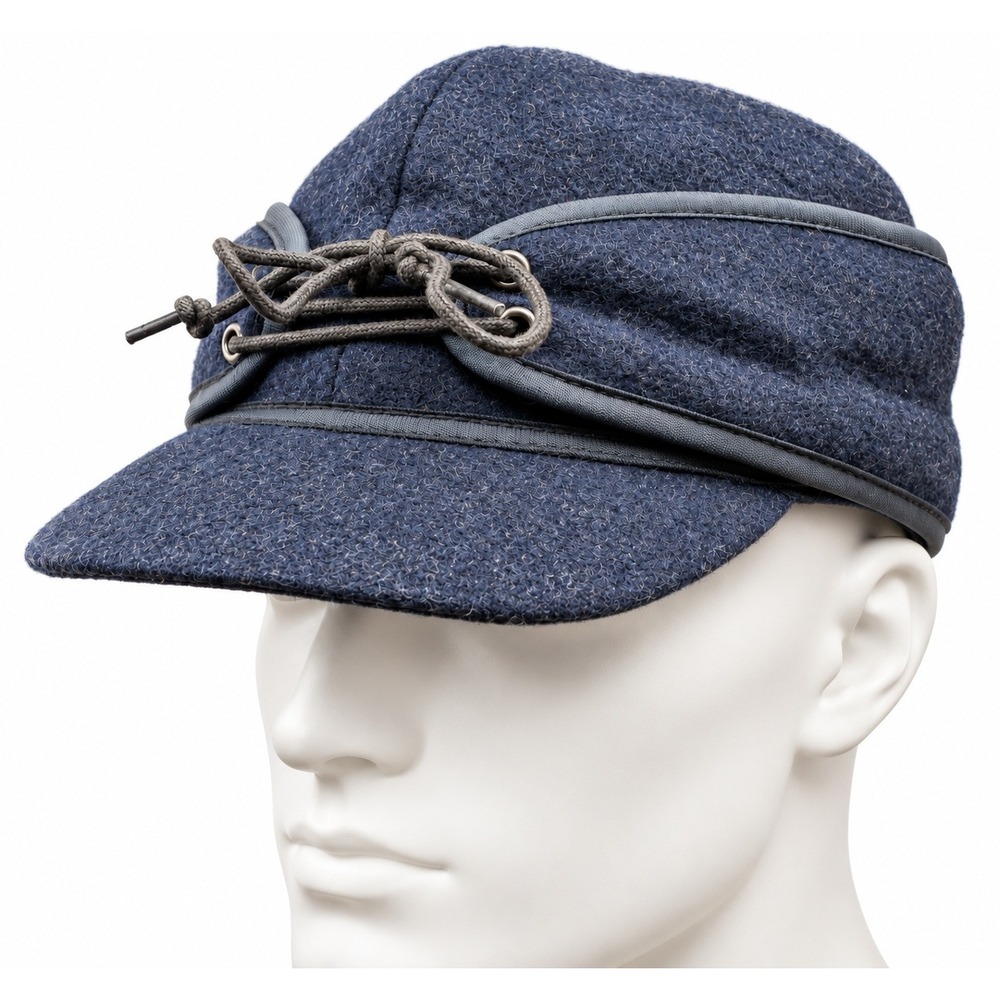 Crown Cap Winnipeg Canada 7.5 Blue Wool Ear Flap Hunting Stormy Kromer Style Hat